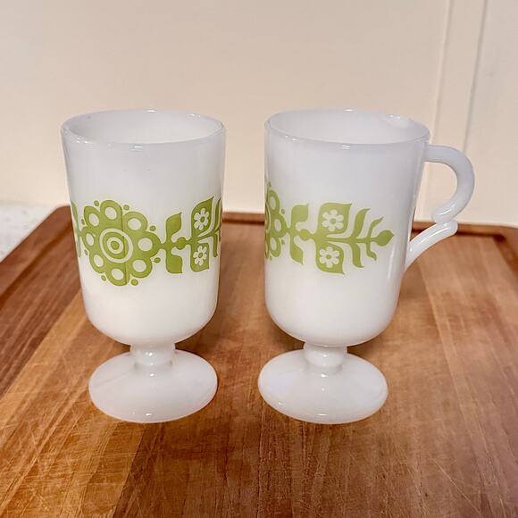 Vintage Glasbake Milk Glass Irish Coffee Mugs set of 3 - Picture 1 of 2